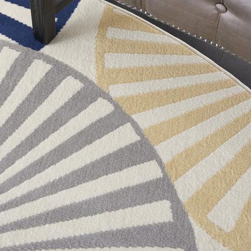 4' X 6' Blue and Ivory Geometric Power Loom Area Rug